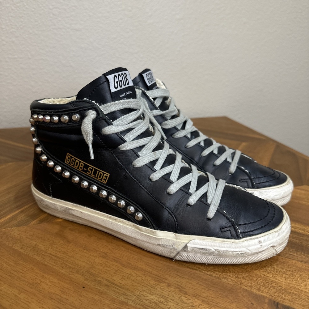 Golden Goose Slide Black Studs High Top Sneaker Women 39 Skateboard Street Urban